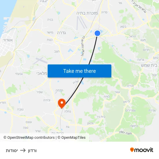 יסודות to ורדון map