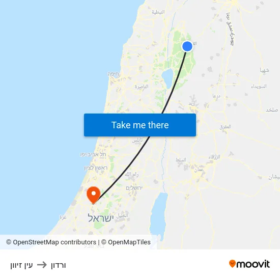 עין זיוון to ורדון map