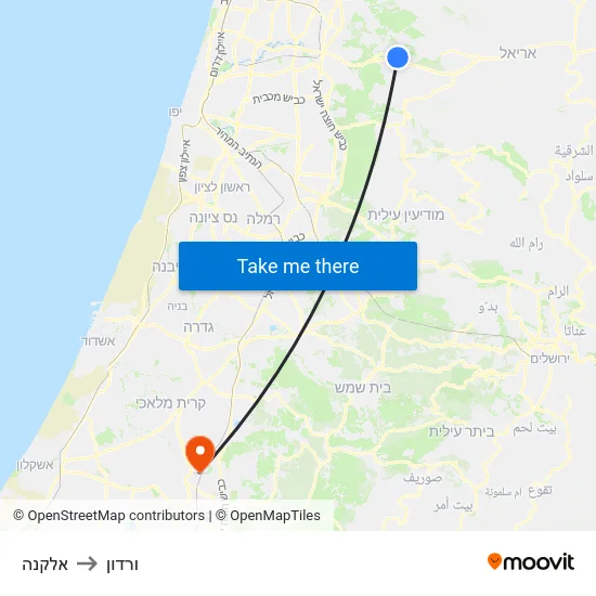 אלקנה to ורדון map