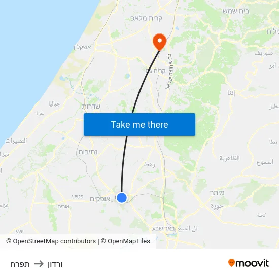 תפרח to ורדון map