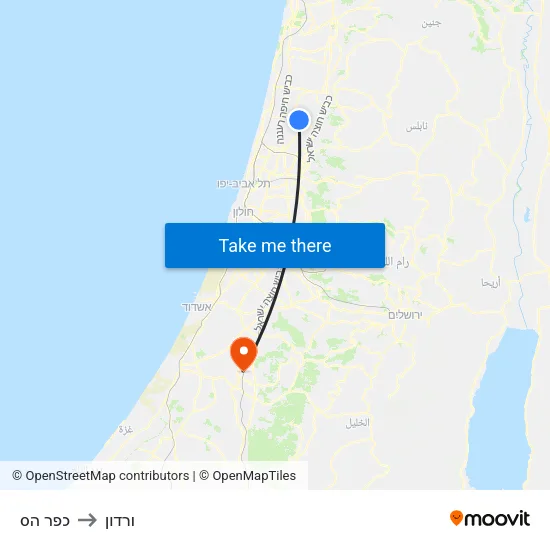 כפר הס to ורדון map