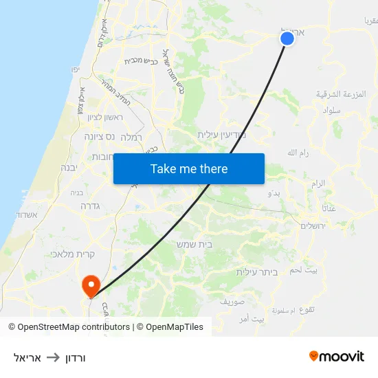 אריאל to ורדון map