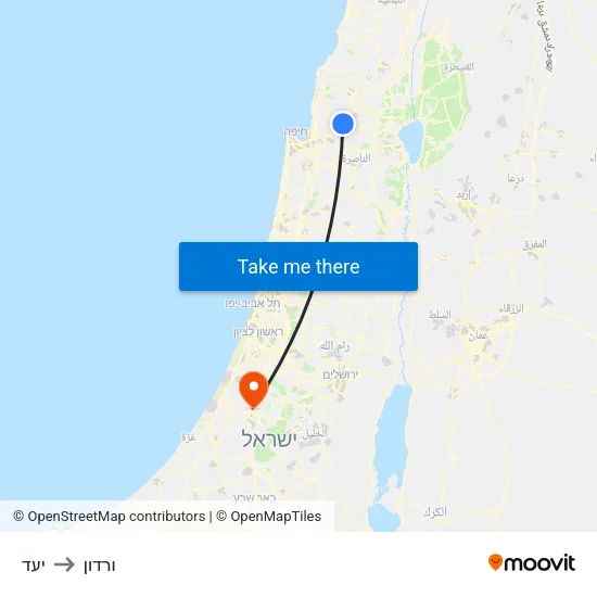 יעד to ורדון map