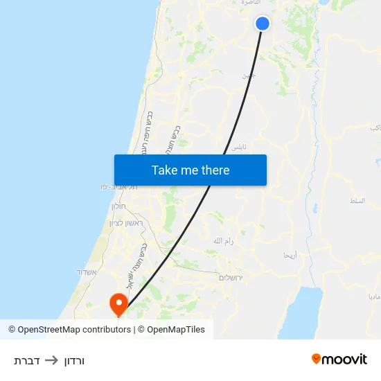 דברת to ורדון map
