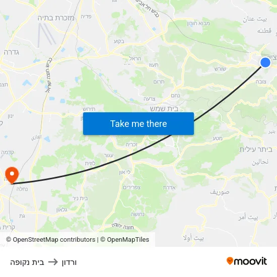 בית נקופה to ורדון map