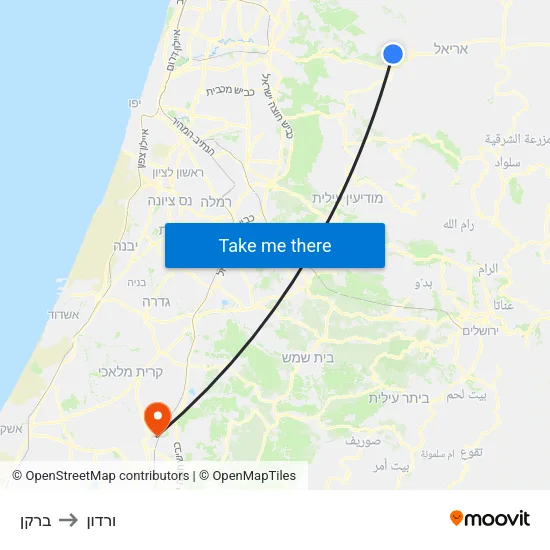 ברקן to ורדון map