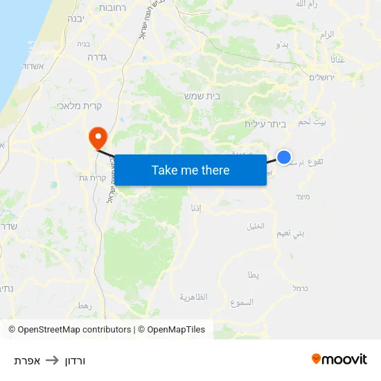 אפרת to ורדון map