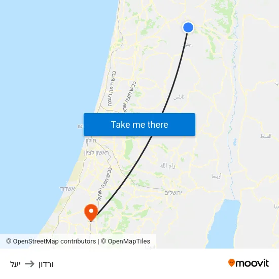 יעל to ורדון map