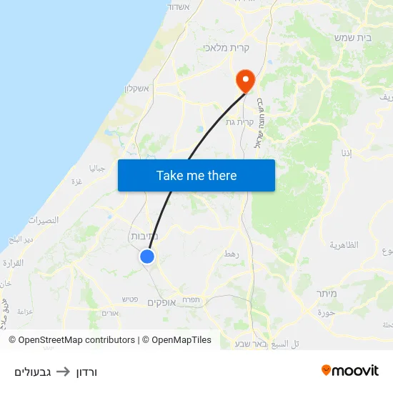 גבעולים to ורדון map