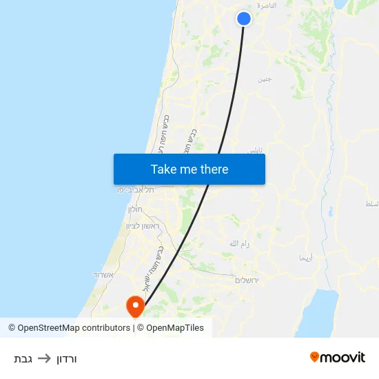גבת to ורדון map