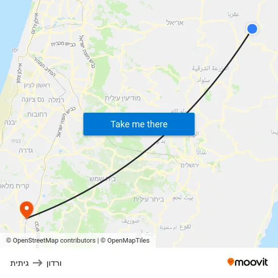 גיתית to ורדון map