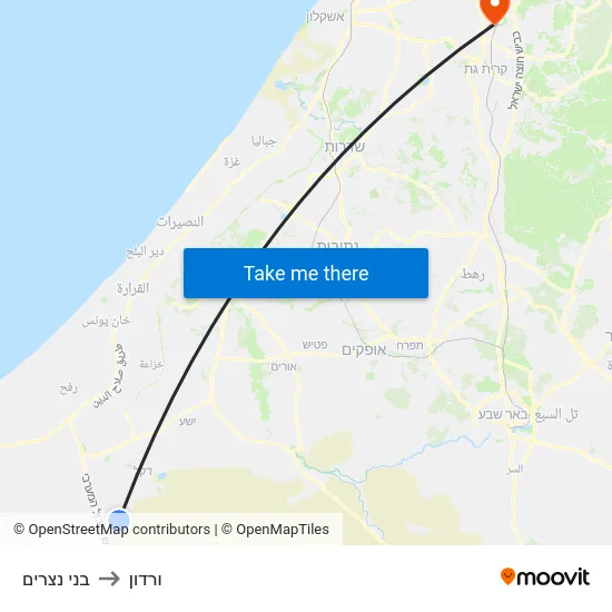 בני נצרים to ורדון map