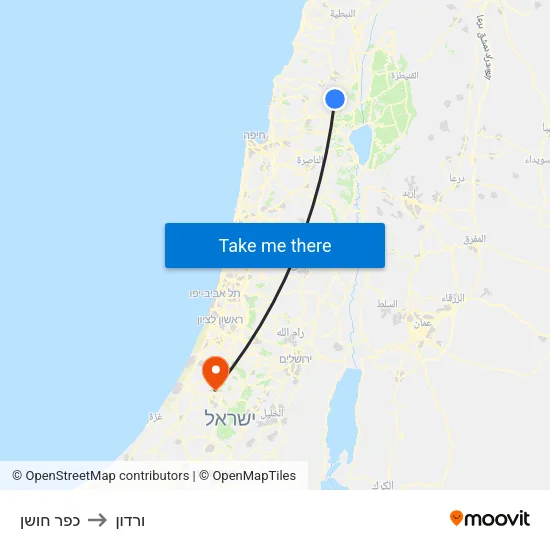 כפר חושן to ורדון map