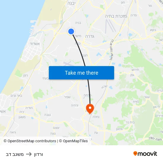 משגב דב to ורדון map