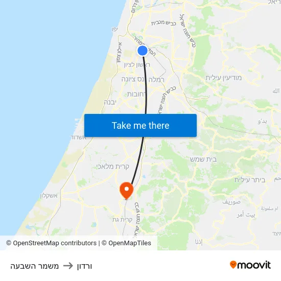 משמר השבעה to ורדון map