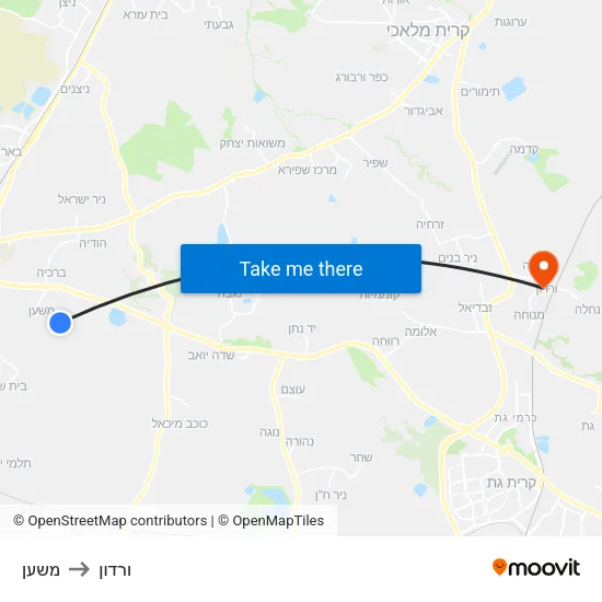 משען to ורדון map