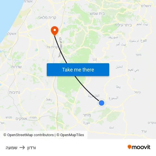 שמעה to ורדון map
