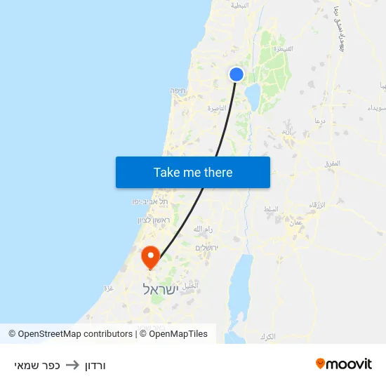 כפר שמאי to ורדון map