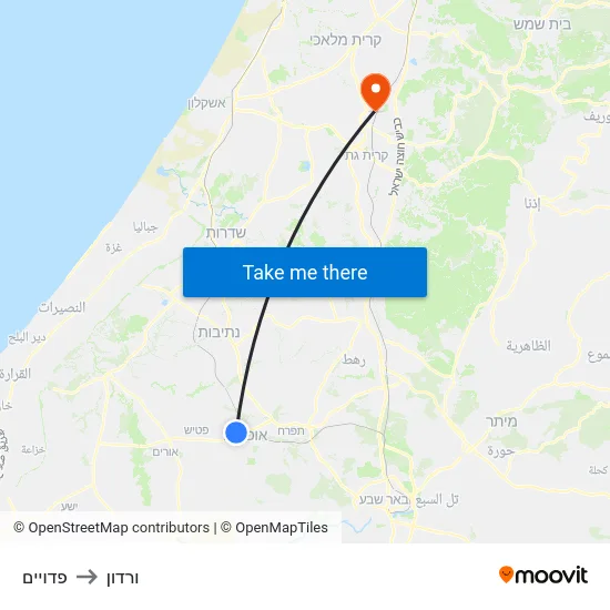 פדויים to ורדון map