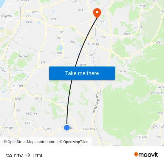 שדה צבי to ורדון map