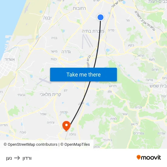 נען to ורדון map
