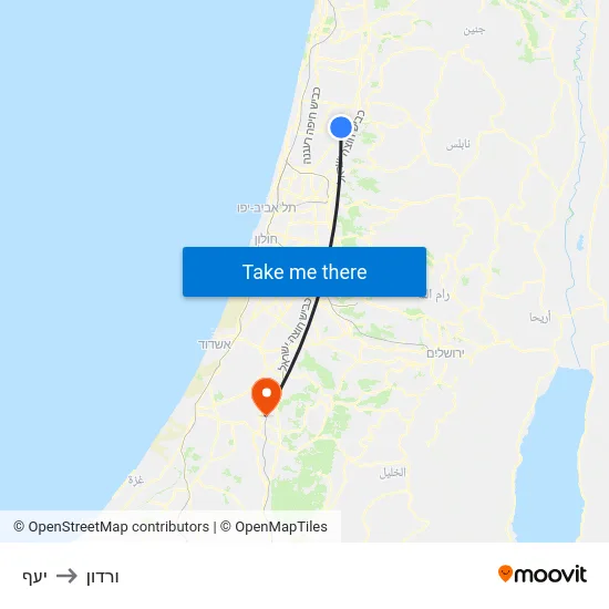 יעף to ורדון map