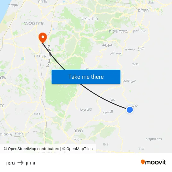 מעון to ורדון map