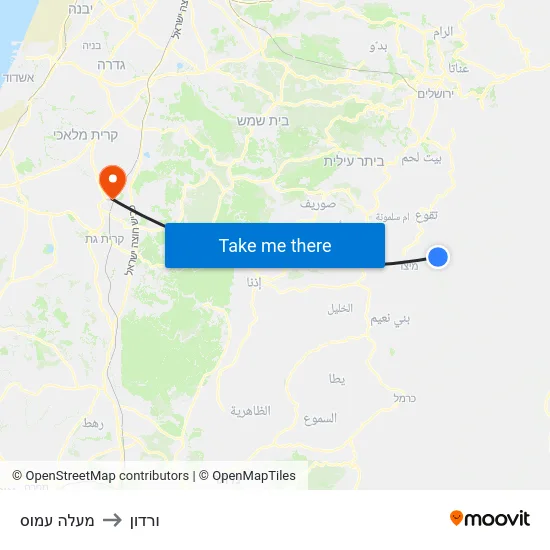 מעלה עמוס to ורדון map