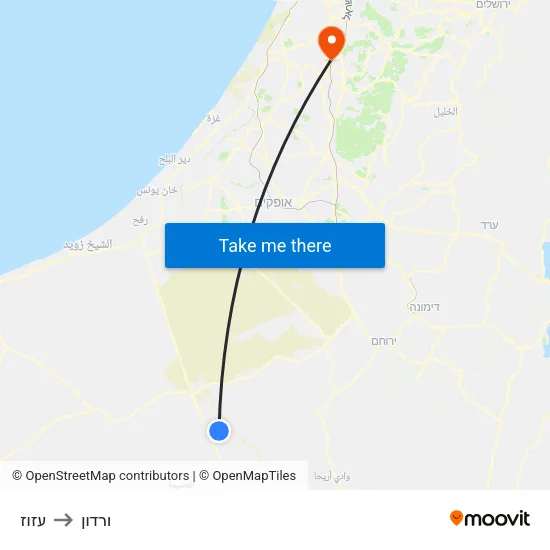עזוז to ורדון map