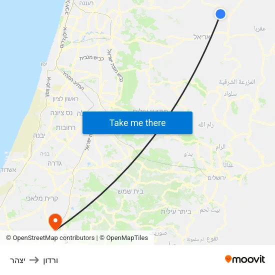 יצהר to ורדון map