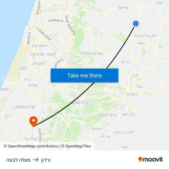 מעלה לבונה to ורדון map