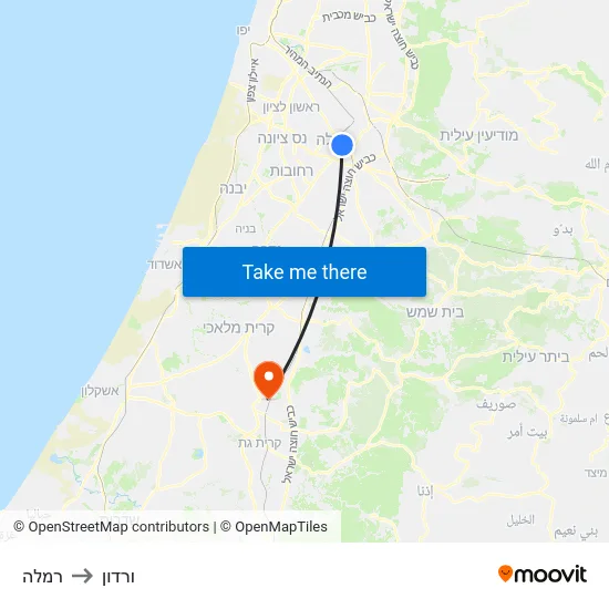 רמלה to ורדון map
