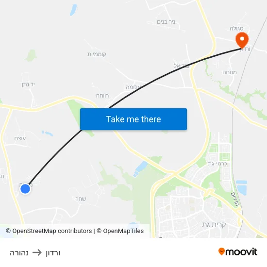 נהורה to ורדון map
