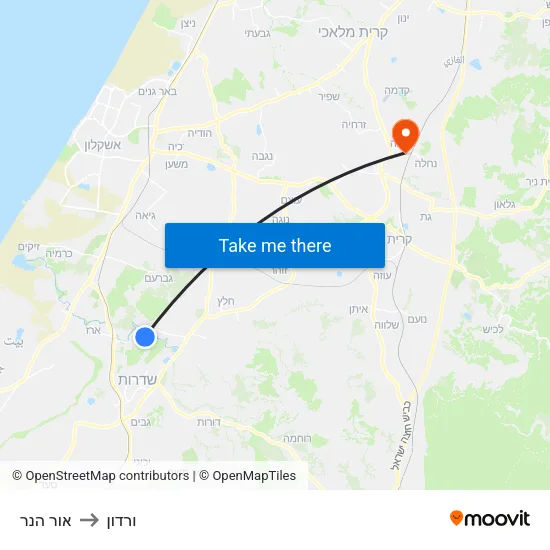 אור הנר to ורדון map