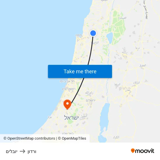 יובלים to ורדון map