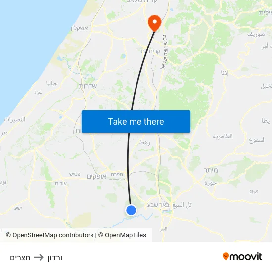 חצרים to ורדון map