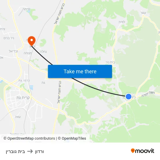 בית גוברין to ורדון map