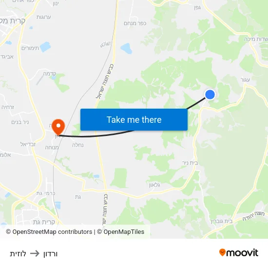 לוזית to ורדון map