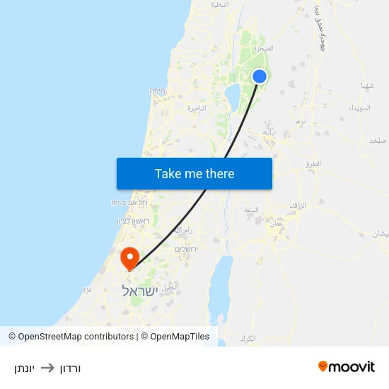 יונתן to ורדון map