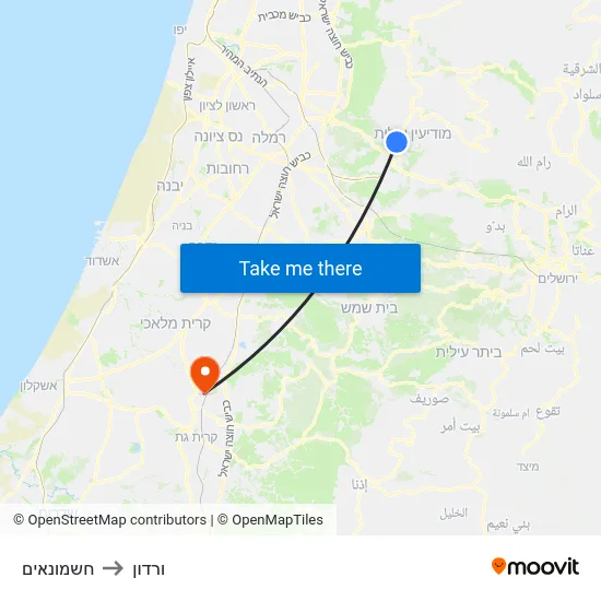 חשמונאים to ורדון map