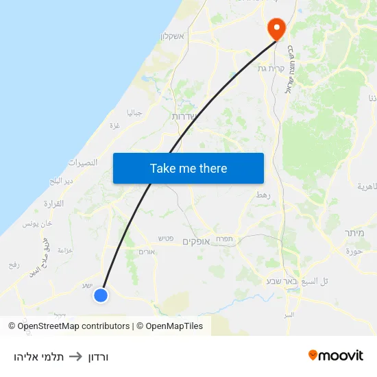 תלמי אליהו to ורדון map