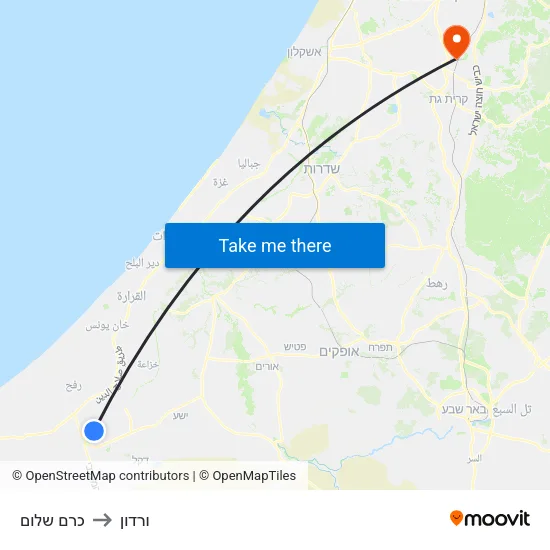 כרם שלום to ורדון map