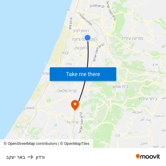 באר יעקב to ורדון map