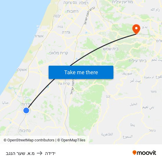 מ.א. שער הנגב to ידידה map