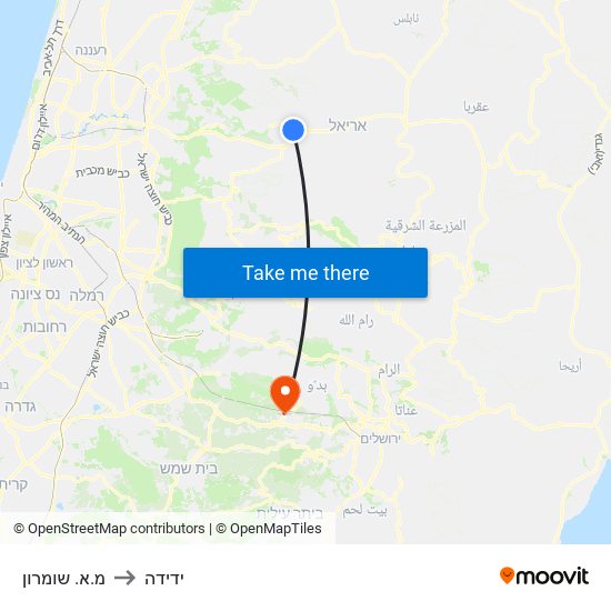 מ.א. שומרון to ידידה map