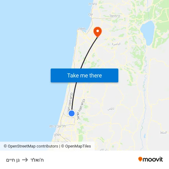 גן חיים to ח'ואלד map