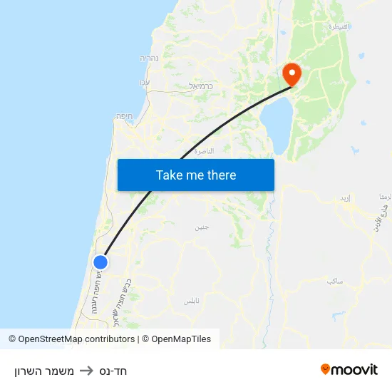 משמר השרון to חד-נס map
