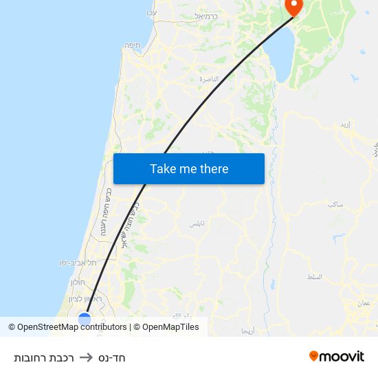 רכבת רחובות to חד-נס map