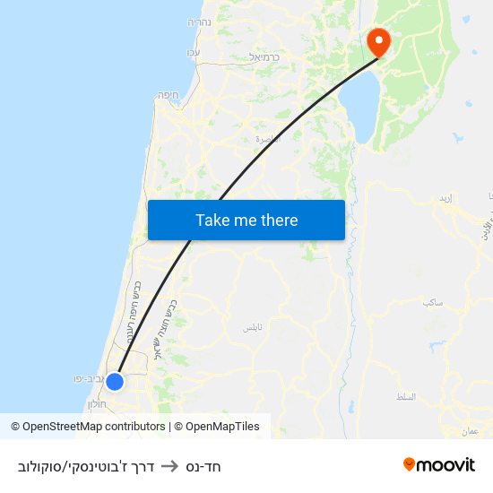 דרך ז'בוטינסקי/סוקולוב to חד-נס map