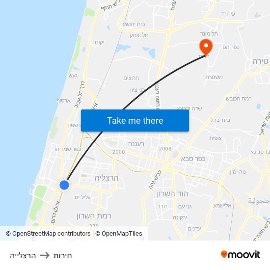 הרצלייה to חירות map